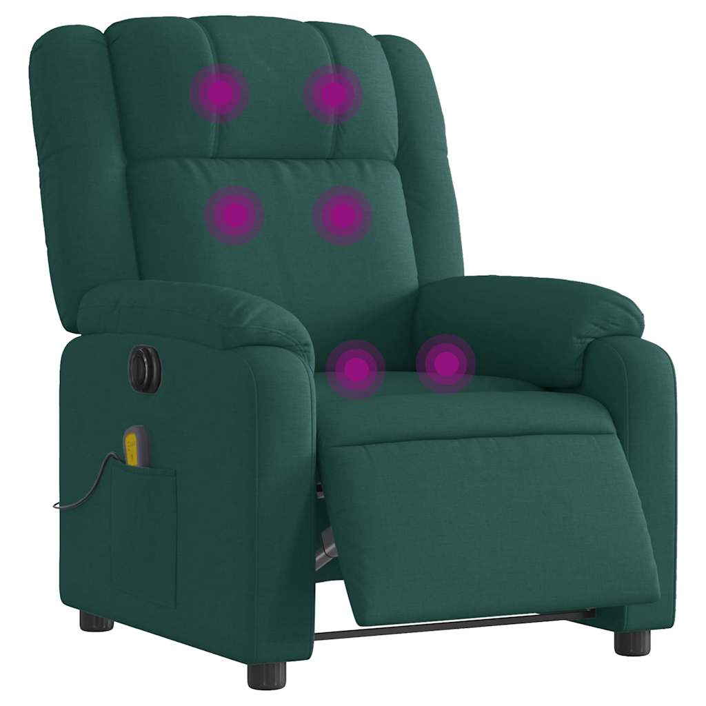 Vidaxl massagestoel elektrisch verstelbaar stof donkergroen