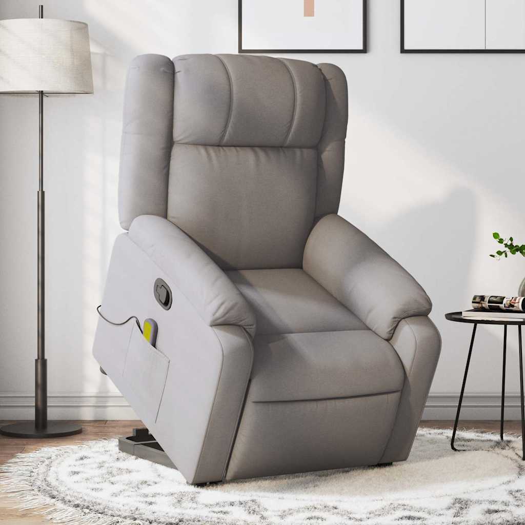 Vidaxl sta-op-massagestoel verstelbaar stof taupe