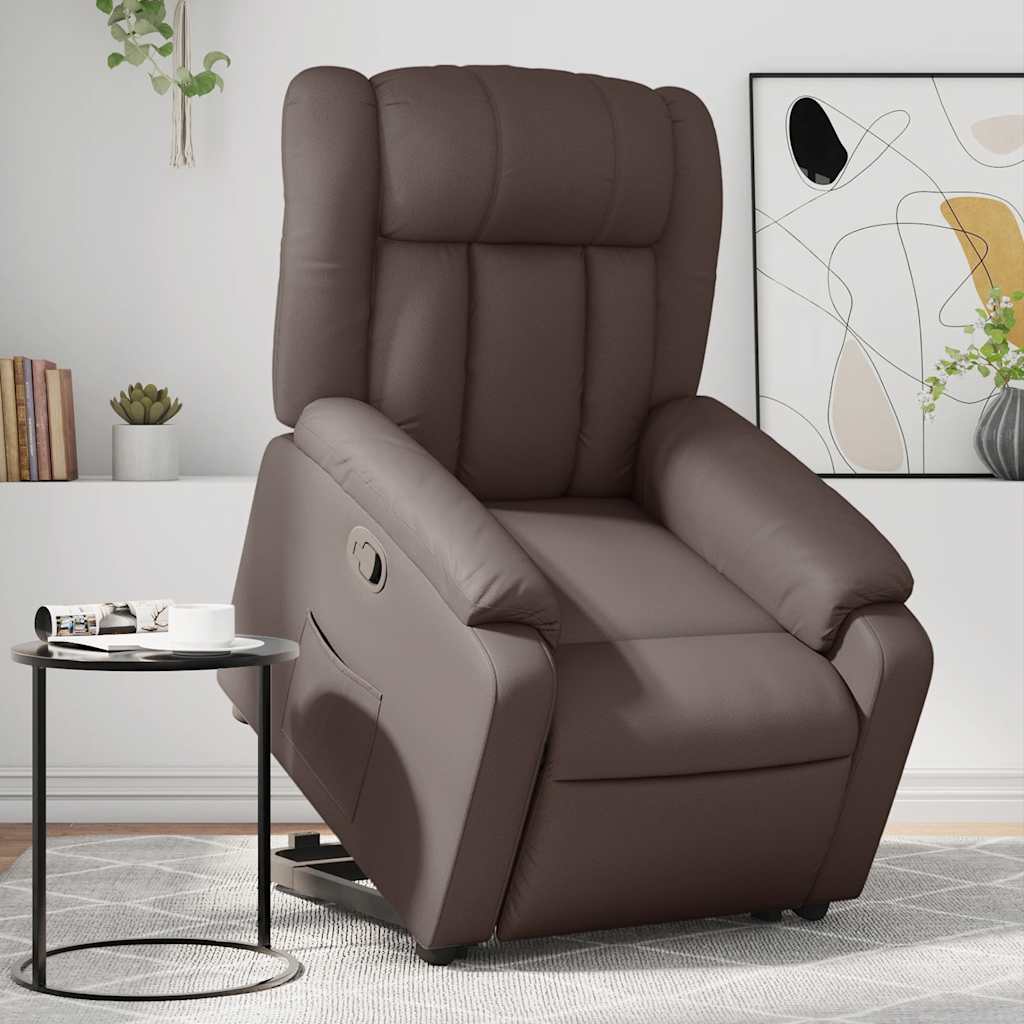 Vidaxl sta-op-fauteuil verstelbaar kunstleer bruin