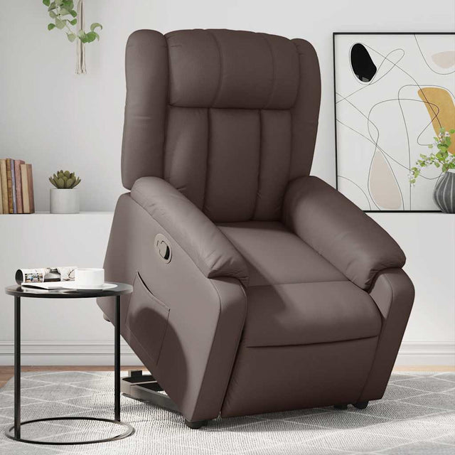 Vidaxl sta-op-fauteuil verstelbaar kunstleer bruin