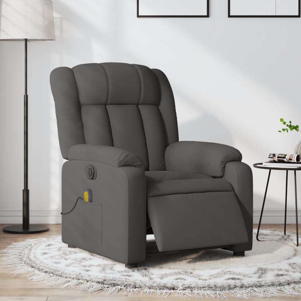Vidaxl massagestoel elektrisch verstelbaar stof donkergrijs