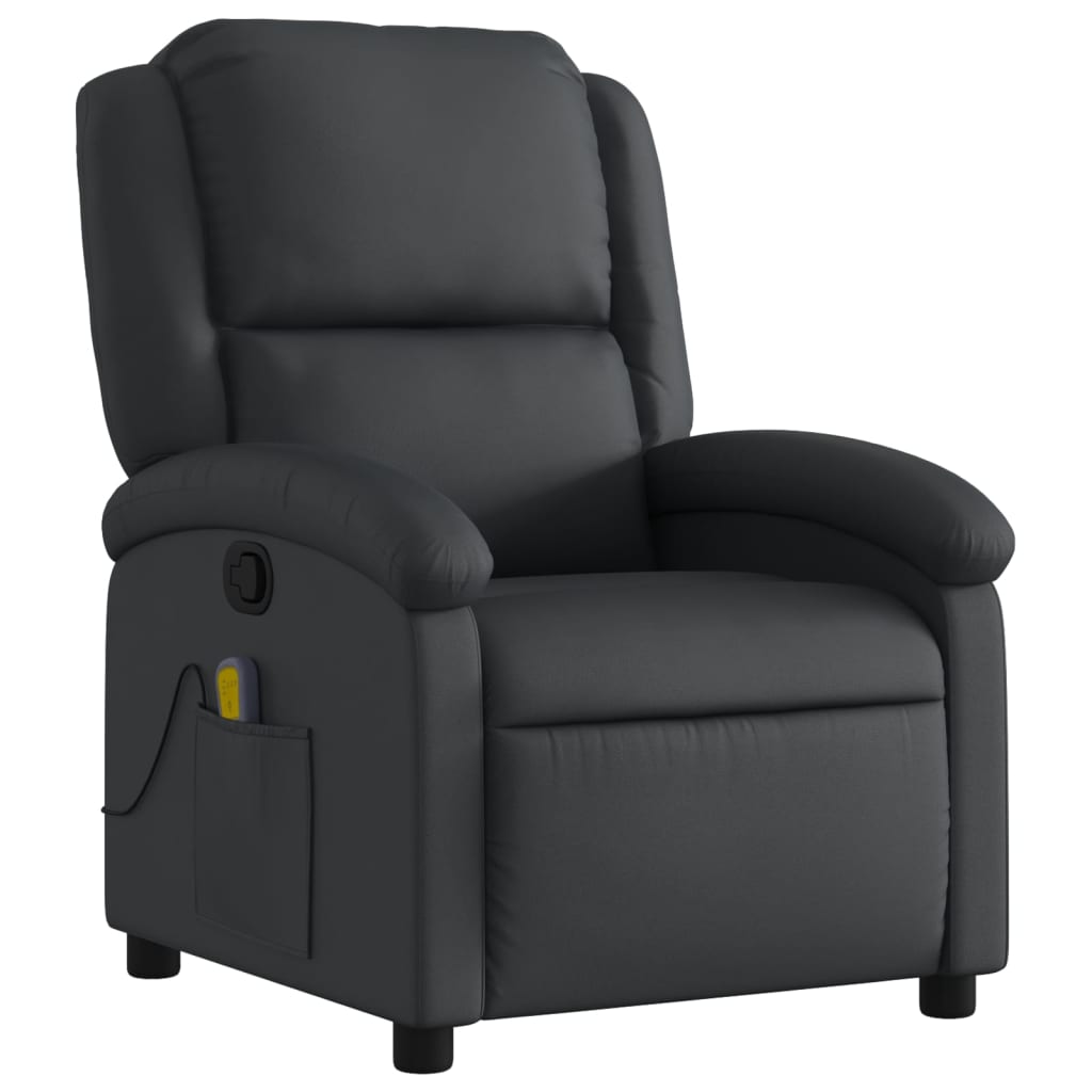 Vidaxl massagestoel van echt leer, zwart