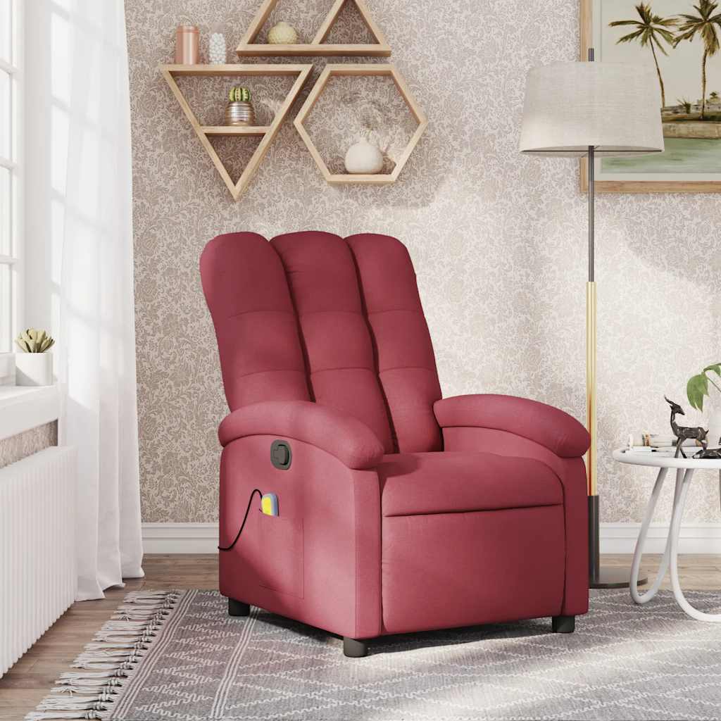Vidaxl massagestoel in wijnrode stof