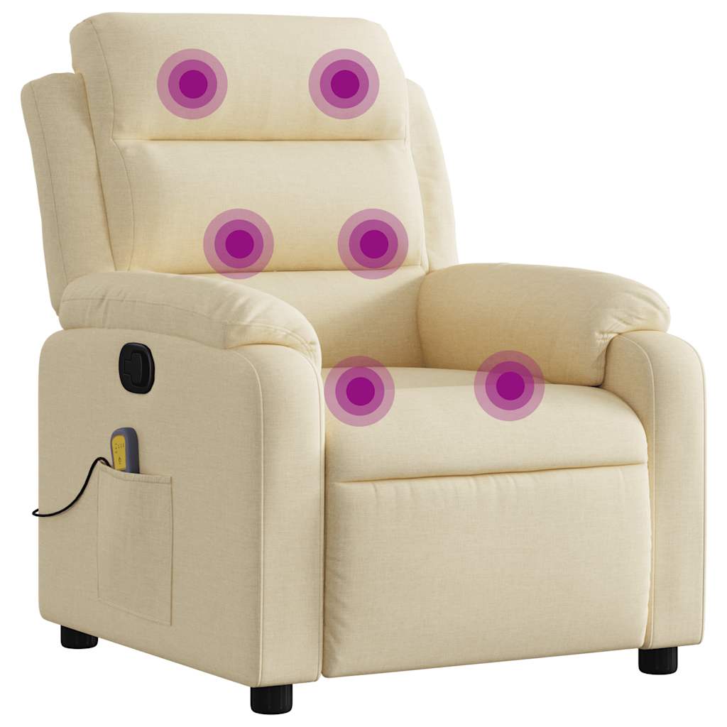 Vidaxl massagestoel met crèmekleurige stof