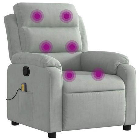 Vidaxl massagestoel lichtgrijs fluweel