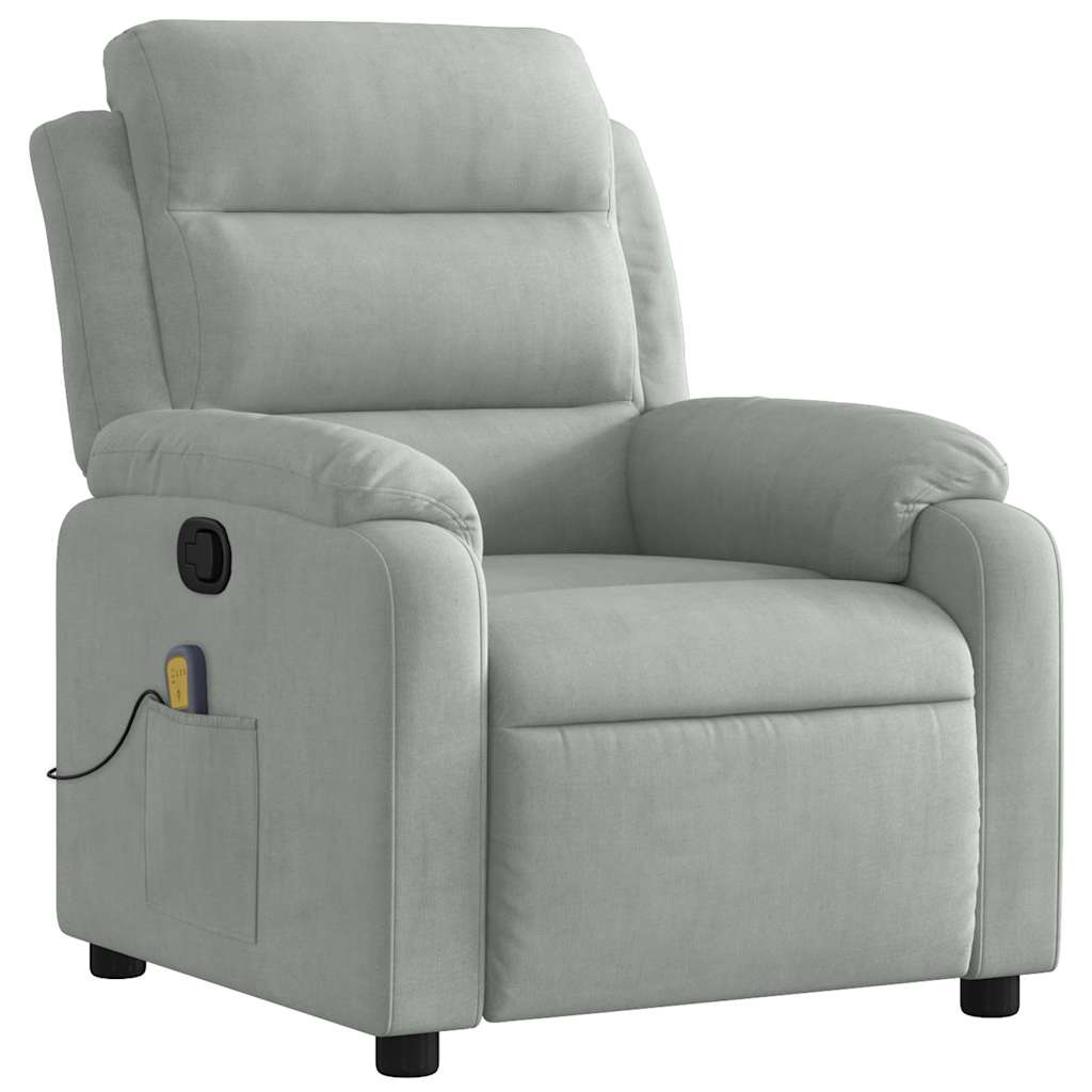 Vidaxl massagestoel lichtgrijs fluweel