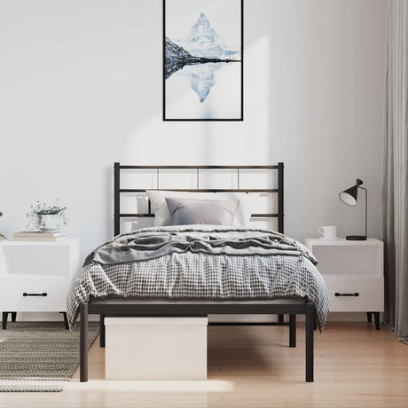 Vidaxl bedframe met hoofdbord metaal zwart 100x200 cm