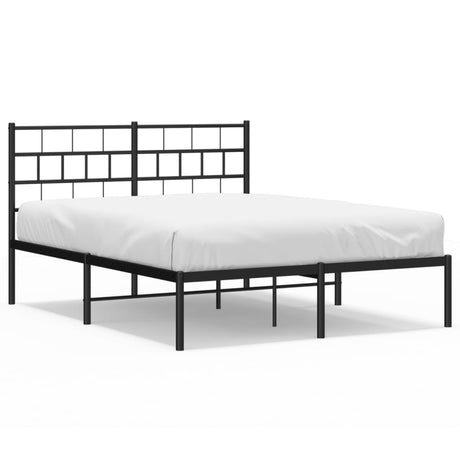 Vidaxl bedframe met hoofdbord metaal zwart 140x190 cm
