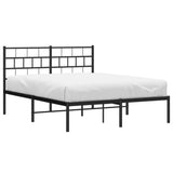 Vidaxl bedframe met hoofdbord metaal zwart 140x190 cm
