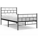 Vidaxl bedframe met hoofd- en voeteneinde metaal zwart 90x190 cm