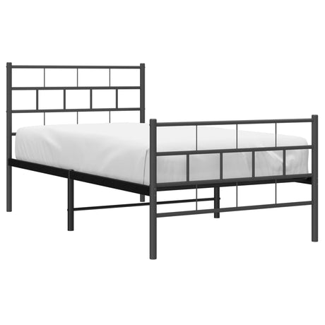 Vidaxl bedframe met hoofd- en voeteneinde metaal zwart 90x200 cm