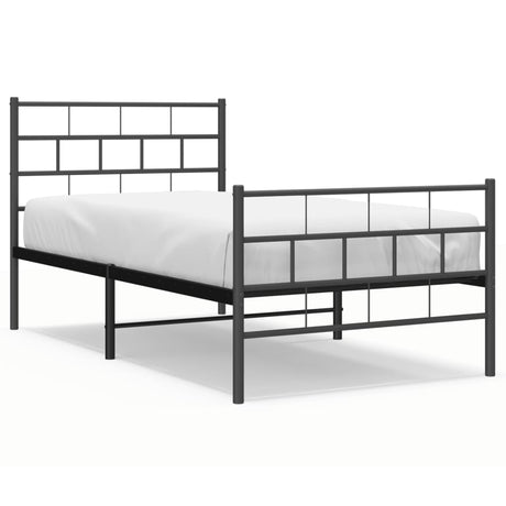 Vidaxl bedframe met hoofd- en voeteneinde metaal zwart 107x203 cm