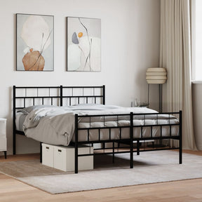 Vidaxl bedframe met hoofd- en voeteneinde metaal zwart 120x200 cm