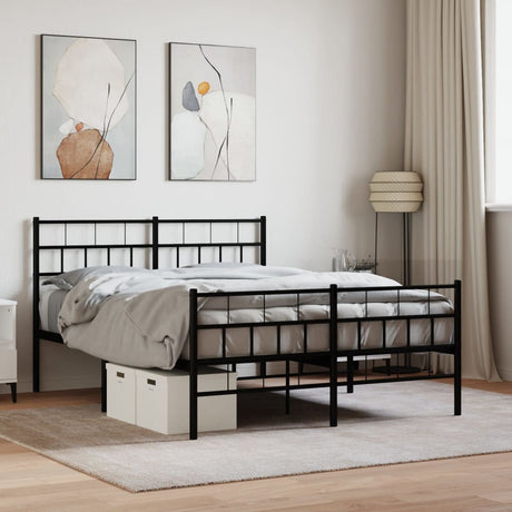 Vidaxl bedframe met hoofd- en voeteneinde metaal zwart 140x190 cm