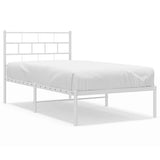 Vidaxl bedframe met hoofdbord metaal wit 100x190 cm