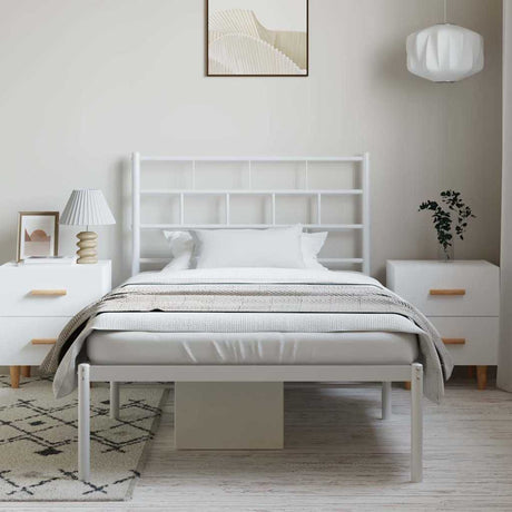 Vidaxl bedframe met hoofdbord metaal wit 100x190 cm