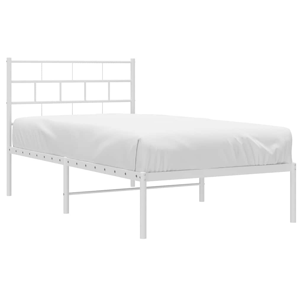 Vidaxl bedframe met hoofdbord metaal wit 100x200 cm