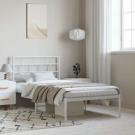 Vidaxl bedframe met hoofdbord metaal wit 100x200 cm