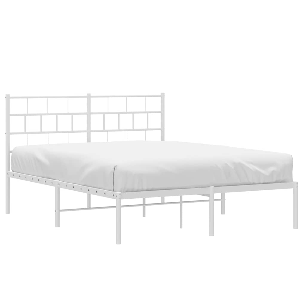 Vidaxl bedframe met hoofdbord metaal wit 150x200 cm