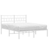 Vidaxl bedframe met hoofdbord metaal wit 150x200 cm