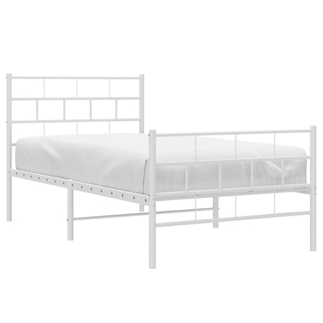 Vidaxl bedframe met hoofd- en voeteneinde metaal wit 90x200 cm