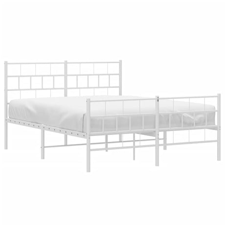 Vidaxl bedframe met hoofd- en voeteneinde metaal wit 140x190 cm