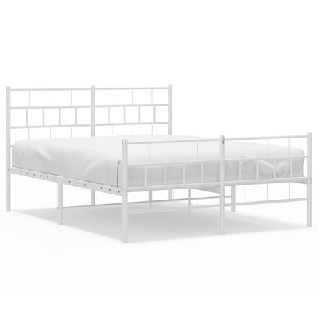 Vidaxl bedframe met hoofd- en voeteneinde metaal wit 160x200 cm