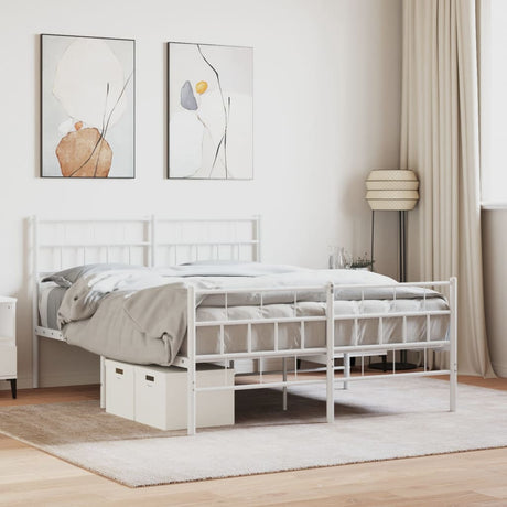 Vidaxl bedframe met hoofd- en voeteneinde metaal wit 160x200 cm