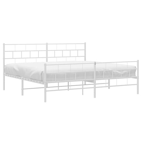 Vidaxl bedframe met hoofd- en voeteneinde metaal wit 183x213 cm