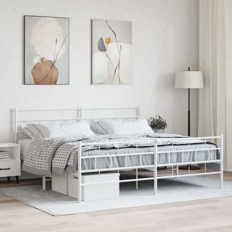 Vidaxl bedframe met hoofd- en voeteneinde metaal wit 200x200 cm
