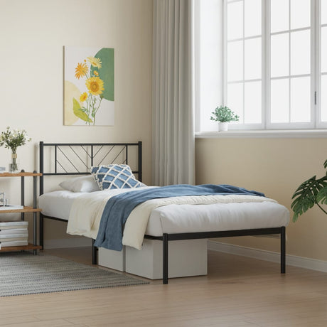 Vidaxl bedframe met hoofdbord metaal zwart 80x200 cm