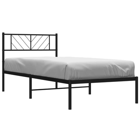Vidaxl bedframe met hoofdbord metaal zwart 90x190 cm