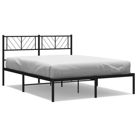 Vidaxl bedframe met hoofdbord metaal zwart 140x190 cm