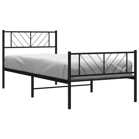 Vidaxl bedframe met hoofd- en voeteneinde metaal zwart 90x200 cm