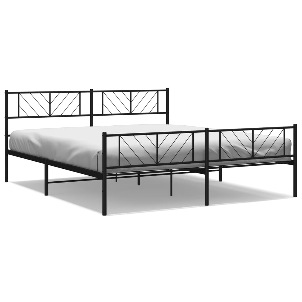 Vidaxl bedframe met voetbord zonder matras metaal zwart 180x200 cm