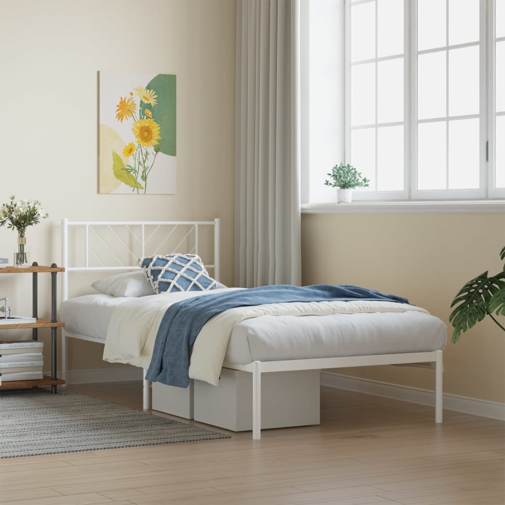 Vidaxl bedframe met hoofdbord metaal wit 80x200 cm