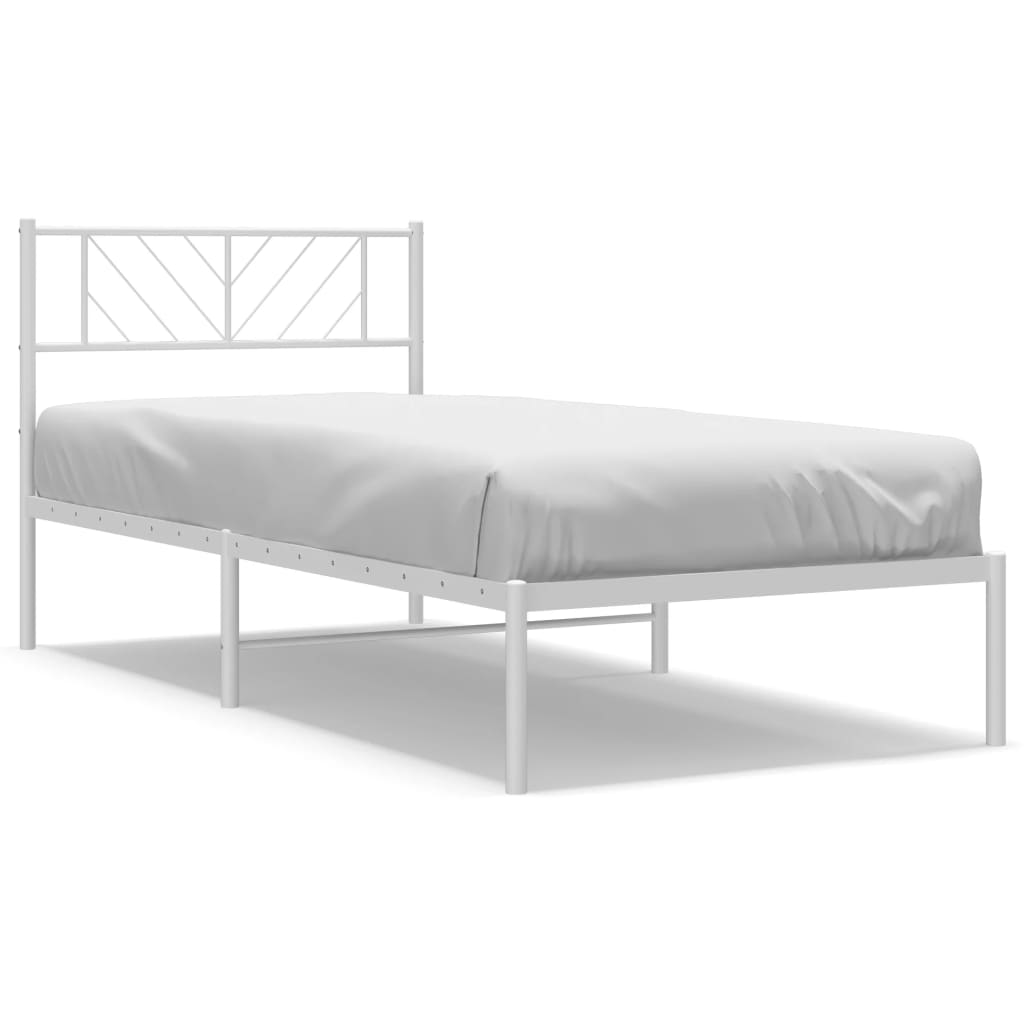 Vidaxl bedframe met hoofdbord metaal wit 90x190 cm