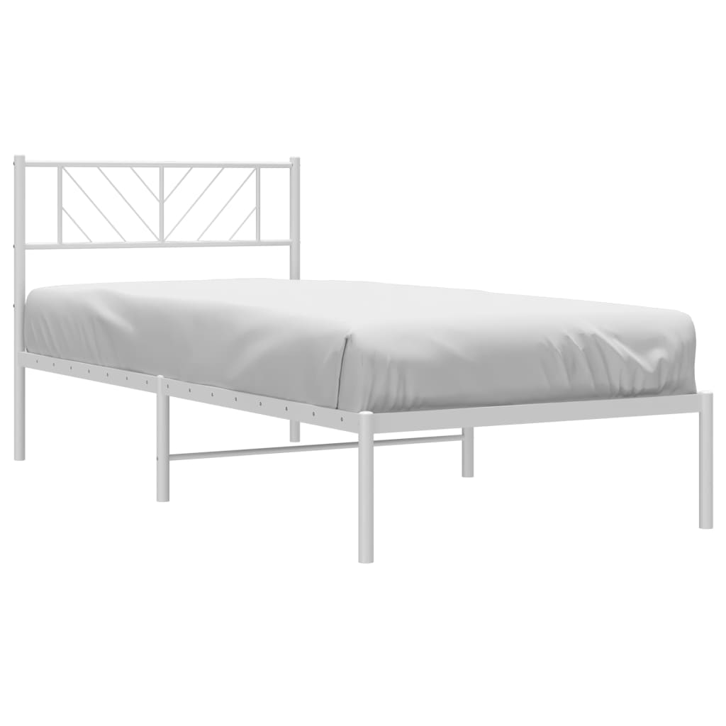 Vidaxl bedframe met hoofdbord metaal wit 90x190 cm