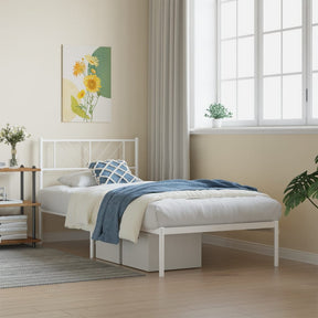 Vidaxl bedframe met hoofdbord metaal wit 90x190 cm