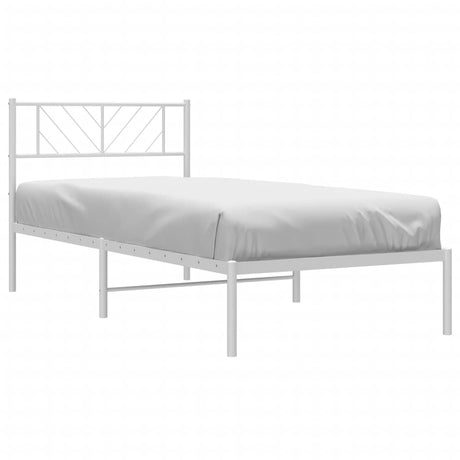 Vidaxl bedframe met hoofdbord metaal wit 90x200 cm