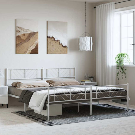 Vidaxl bedframe met hoofd- en voeteneinde metaal wit 193x203 cm