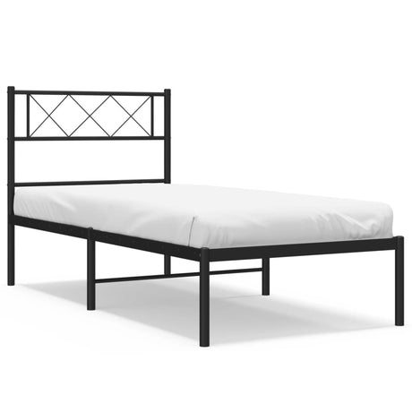Vidaxl bedframe met hoofdbord metaal zwart 75x190 cm