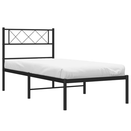 Vidaxl bedframe met hoofdbord metaal zwart 90x200 cm