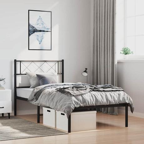 Vidaxl bedframe met hoofdbord metaal zwart 100x190 cm