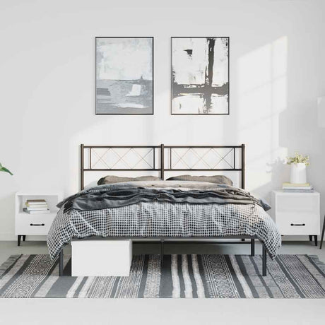 Vidaxl bedframe met hoofdbord metaal zwart 135x190 cm