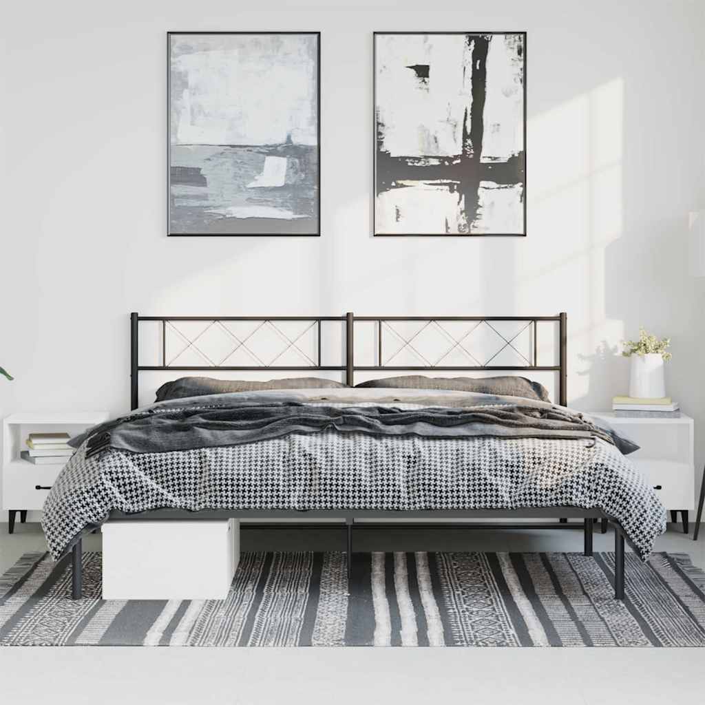 Vidaxl bedframe met hoofdbord metaal zwart 183x213 cm
