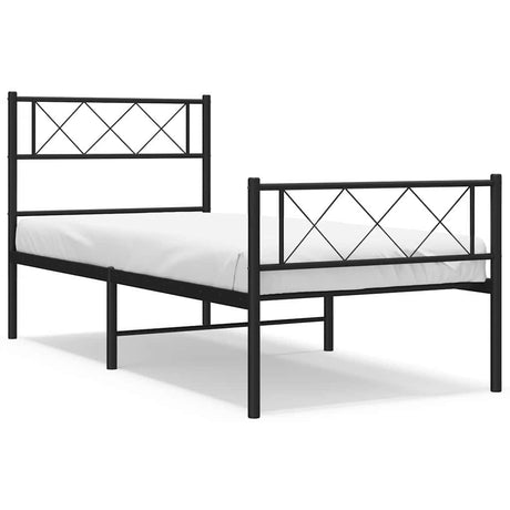 Vidaxl bedframe met hoofd- en voeteneinde metaal zwart 100x200 cm