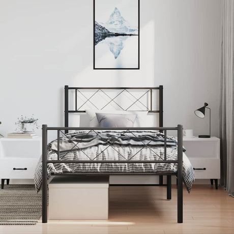 Vidaxl bedframe met hoofd- en voeteneinde metaal zwart 100x200 cm