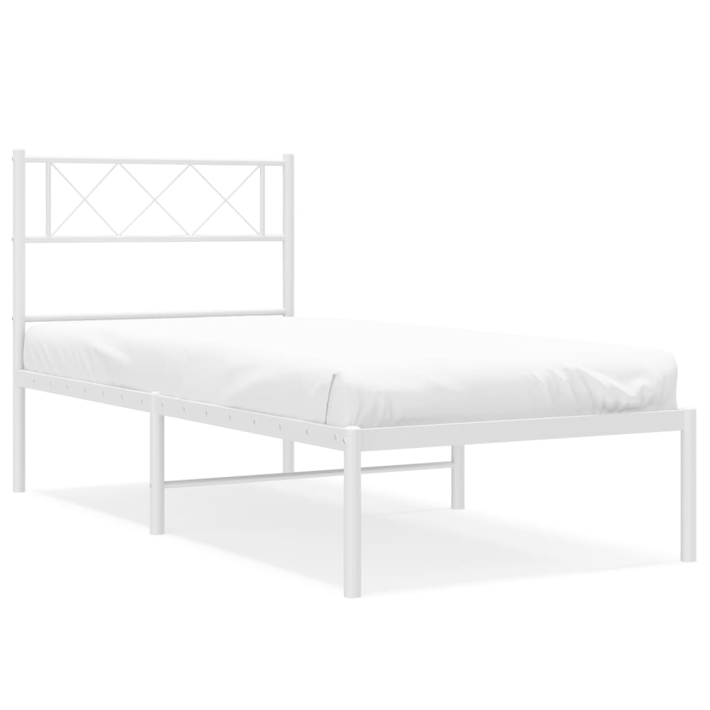 Vidaxl bedframe met hoofdbord metaal wit 80x200 cm