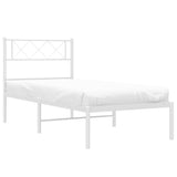 Vidaxl bedframe met hoofdbord metaal wit 80x200 cm